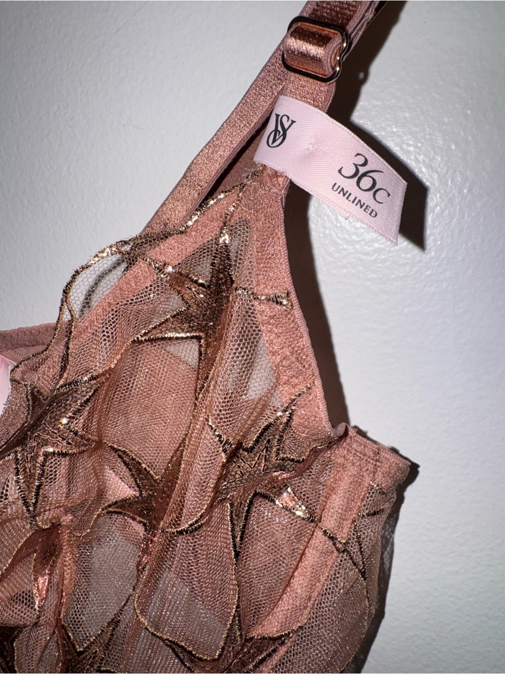 NWT Victoria’s Secret 36C Rose Gold Very Sexy Stardust Embroidery Demi Bra - Picture 8 of 11